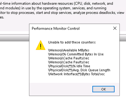 Windows Server : Incapable de démarrer ces compteurs / Unable to start those counters