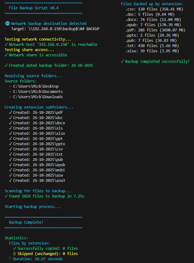 PSBackupMyFiles - Utilitaire PowerShell de sauvegarde de fichiers et dossiers personels